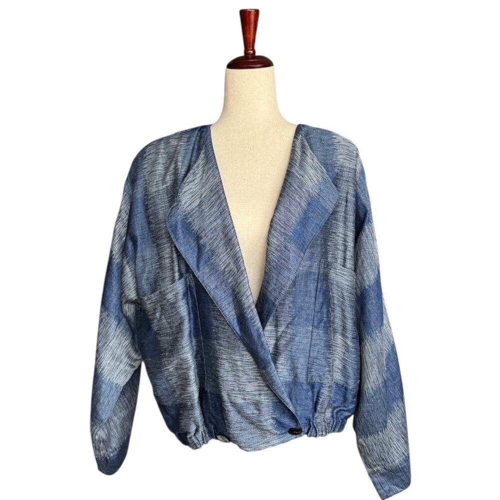 Sanyo Michi Moon Japan Kimono Blazer Jacket‎ Lagenlook Artsy 14 Blue Plaid